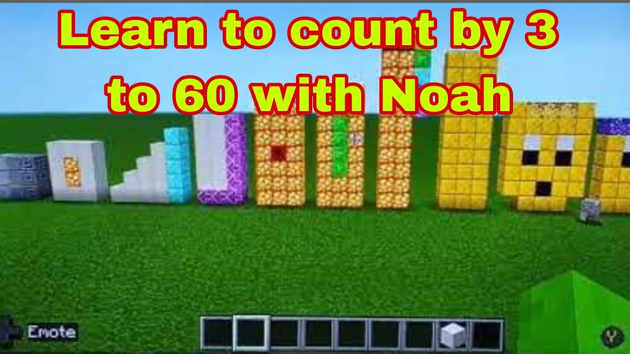 Learn to count by 3 to 60 with Noah, Minecraft Number blocks