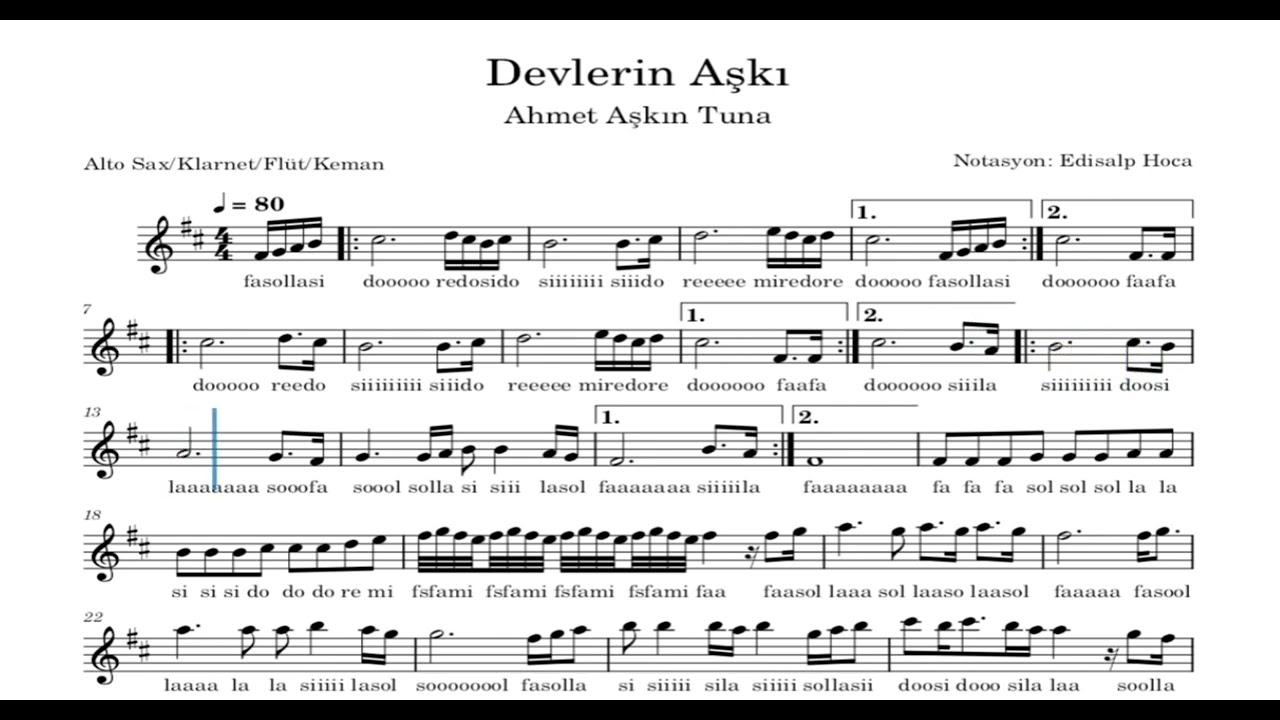 Devlerin Aşkı - Ahmet Aşkın Tuna (Seden Gürel) - Flüt/Keman/Klarnet/Alto Sax