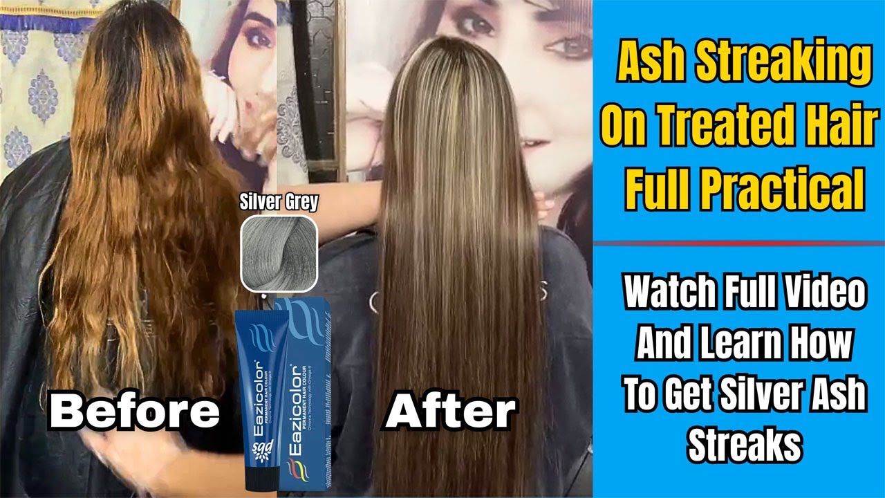 Ash Silver Streaks On Treated Hair | Full Practical By The Stylish Mod Student