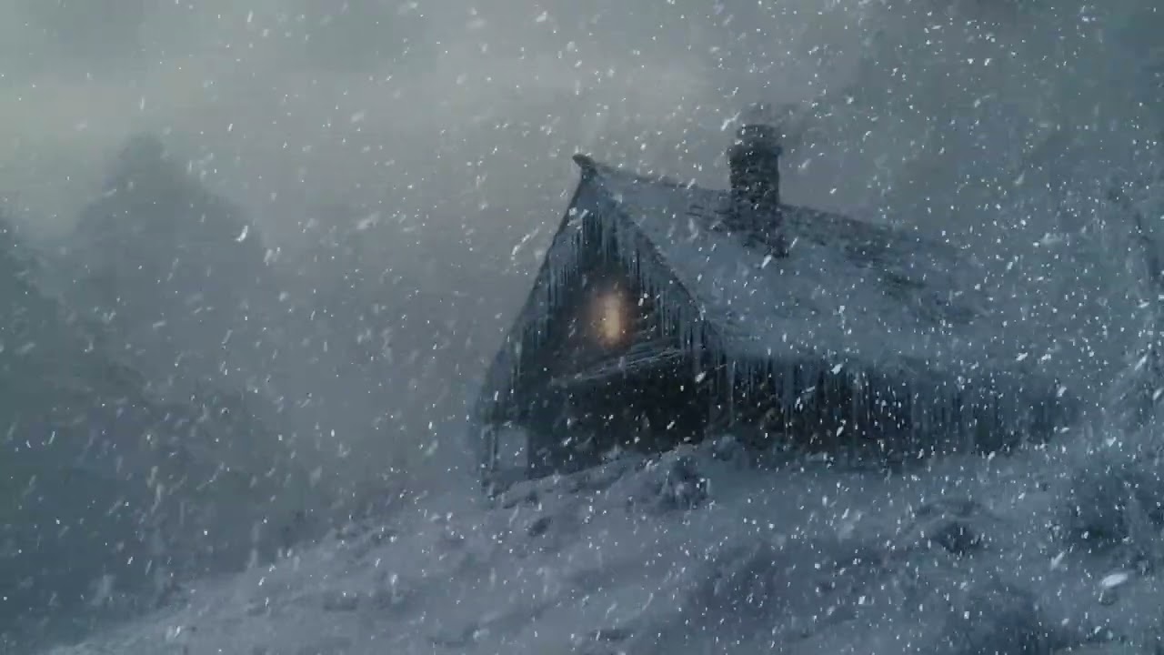 Heavy Snowstorm White Noise | Relaxing Cabin Winter Ambience | Cabin Haze