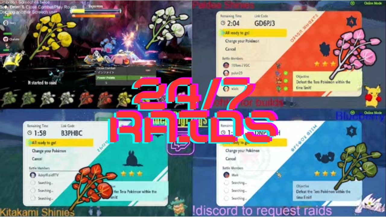 24/7 Shiny Raids! Herba Mystica & Exp Candy Raids! PokeMon Scarlet & Violet Switch 2