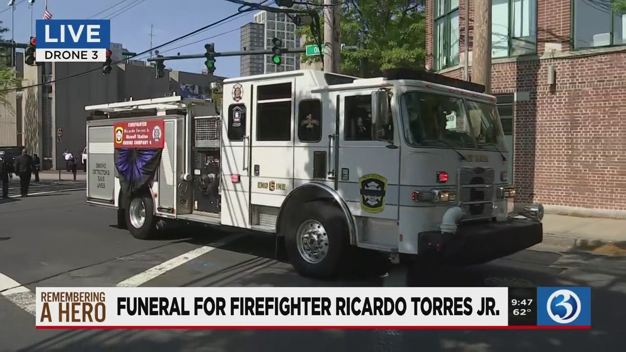 VIDEO: Procession for fallen New Haven firefighter heads to church
