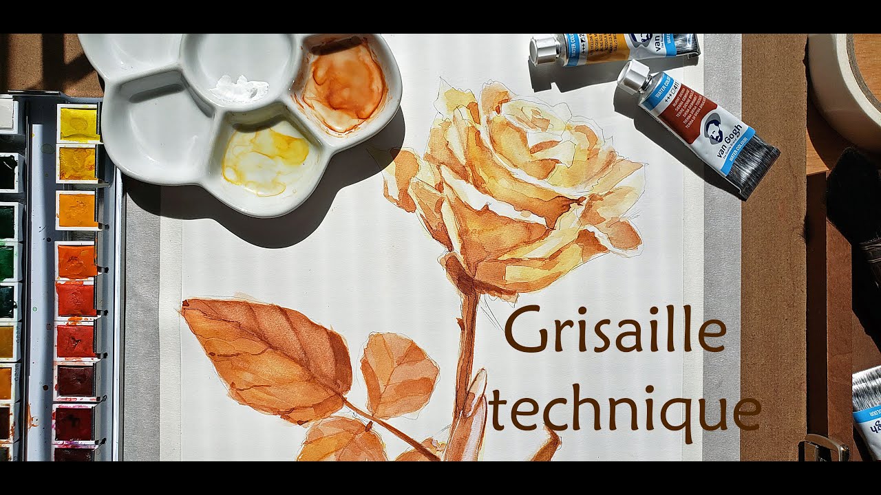 Golden Rose | Grisaille Technique | Draw Simply | Watercolor