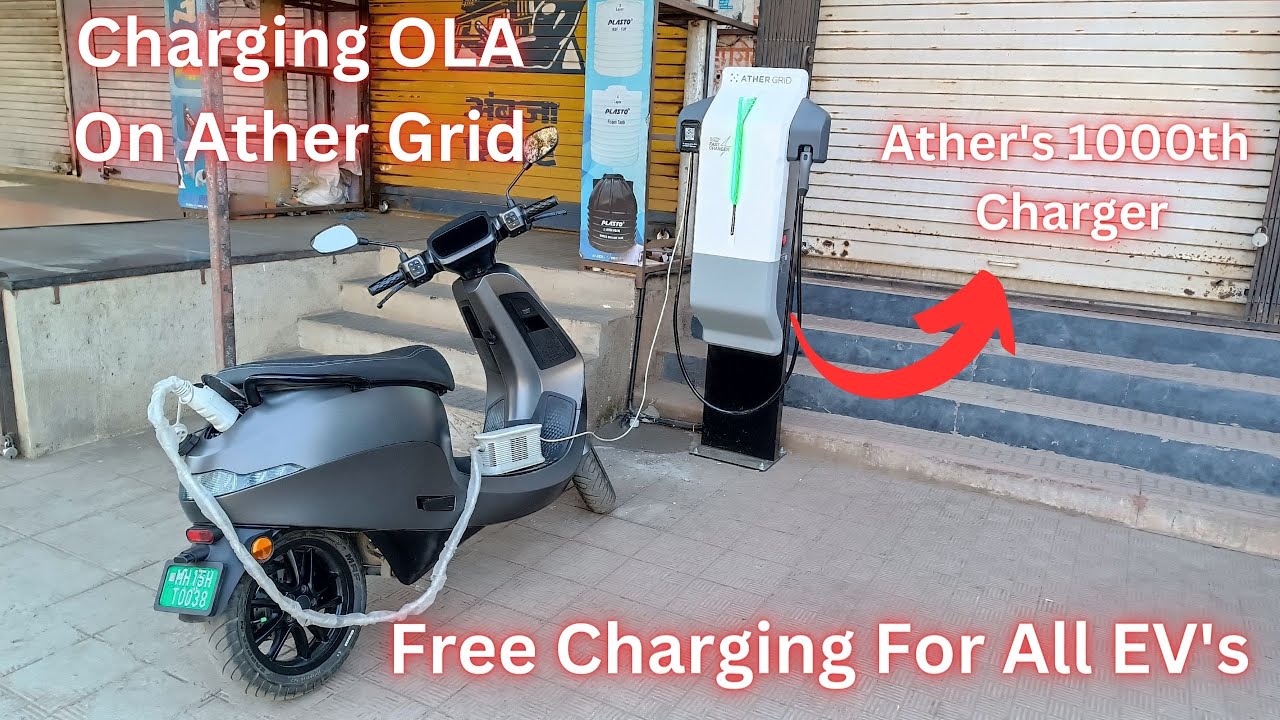 Ather Grid Now 1000 Fast Chargers| Charging My Ola S1 with Ather Grid for free@AtherEnergyElectric