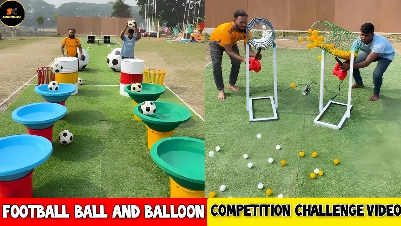 Football Ball And Balloon Competition Challenge Video 😃 | Wait For End 👀/ Sahil Challenge