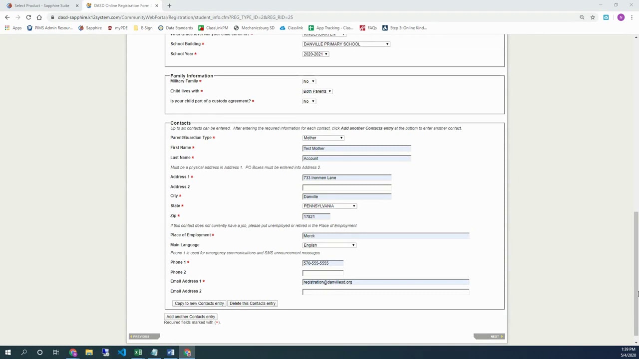 Submitting a DASD Online Registration Form