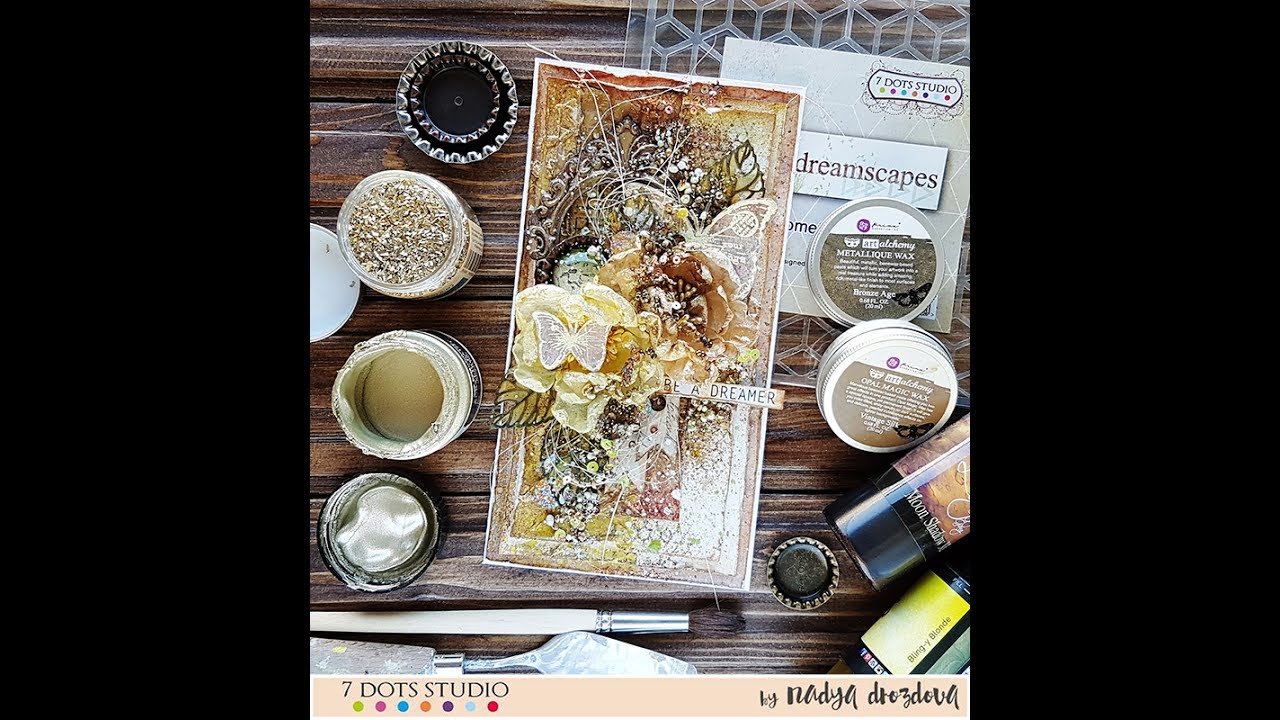 Step-by-step tutorial mixed-media card for 7DotsStudio
