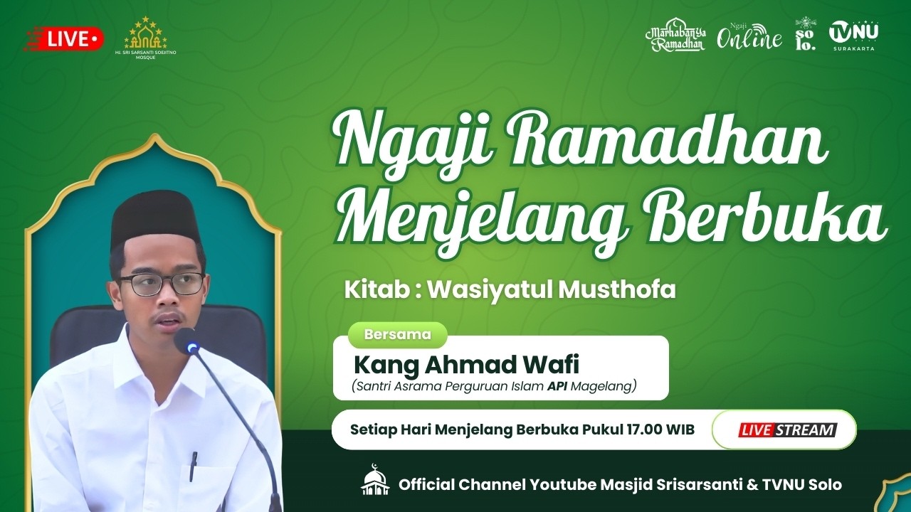 🔴 (LIVE) KAJIAN RAMADHAN MENJELANG BERBUKA MASJID SRI SARSANTI SOEJITNO PAJANG - 16 RAMADHAN 1447 H
