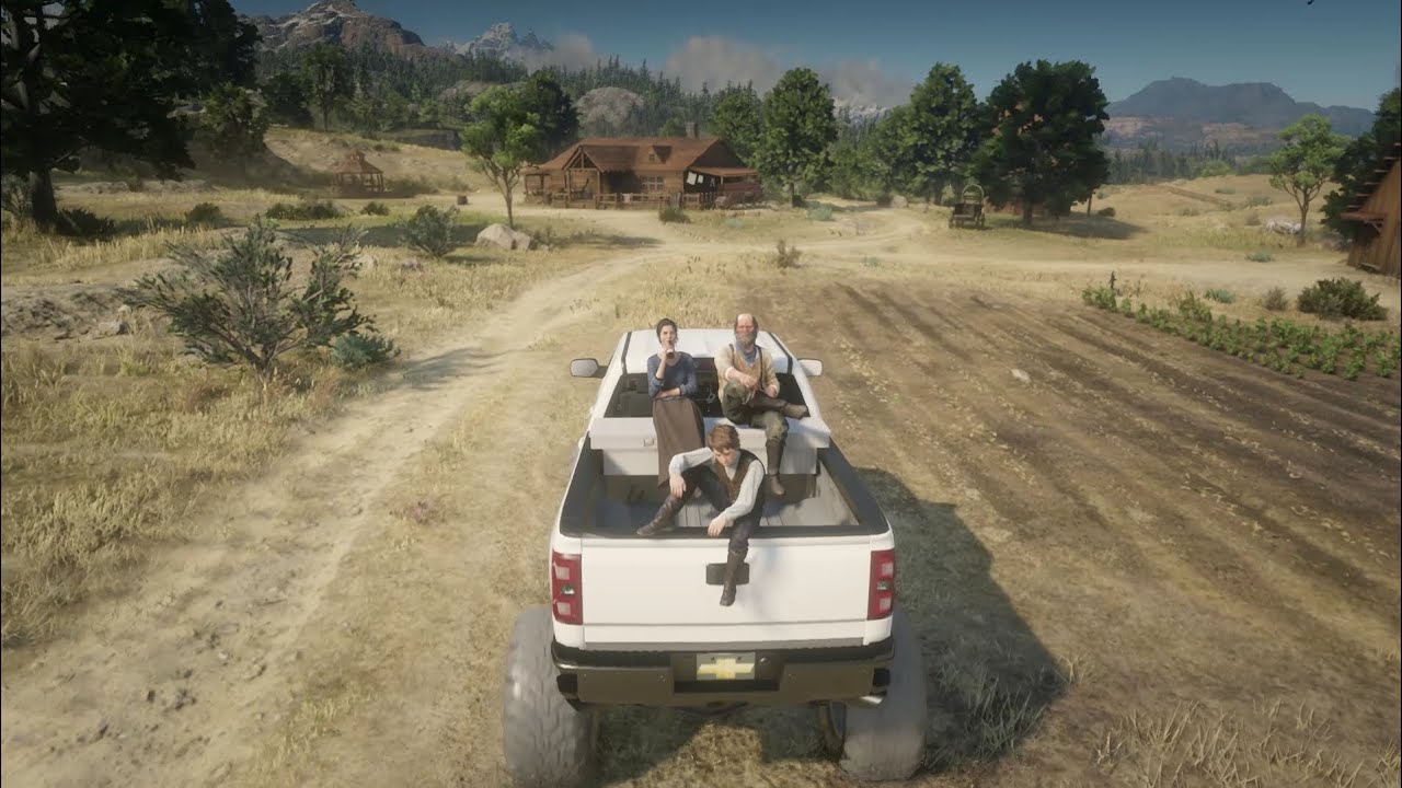 John Marston and his family enjoying their new car