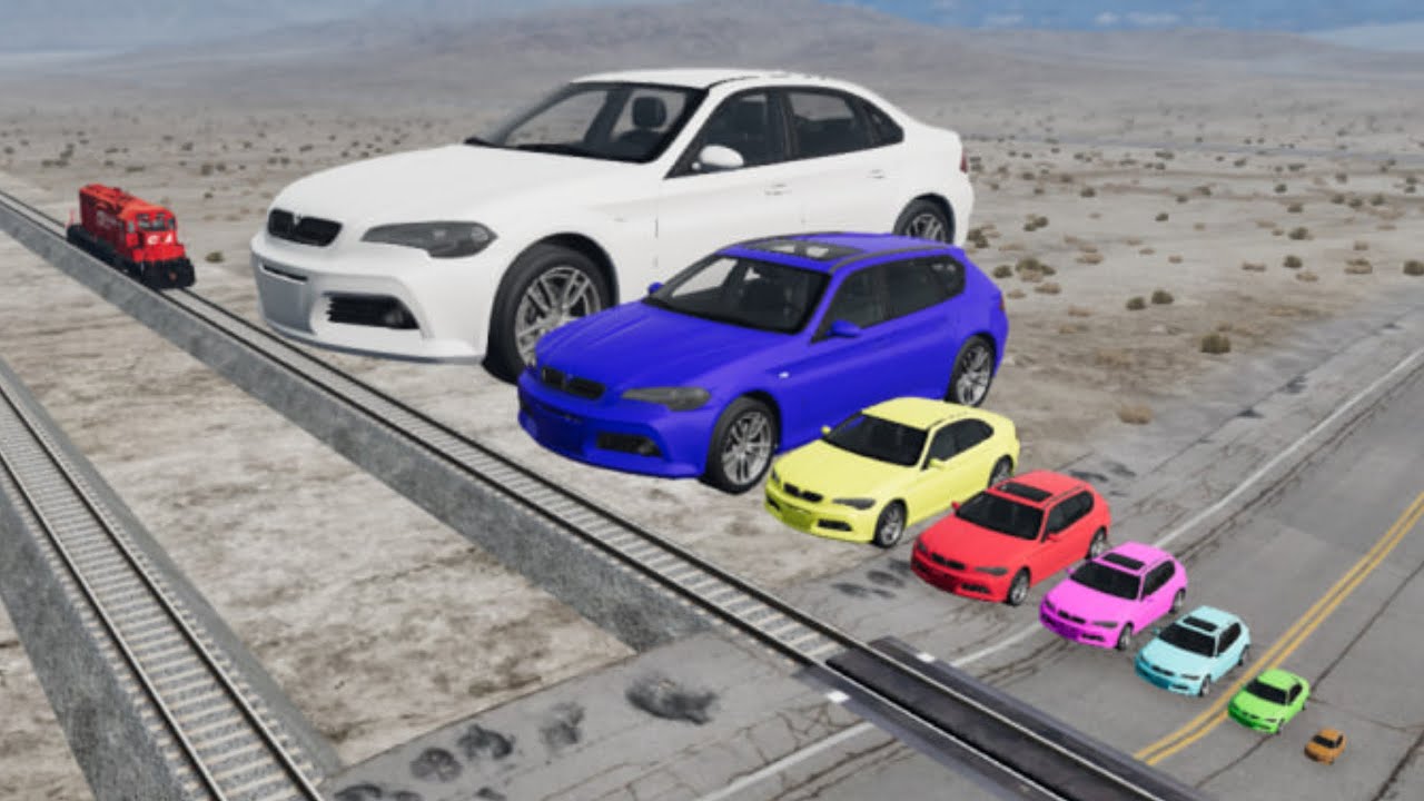 Small to Giant Cars vs Train and Rail - BeamNG.drive