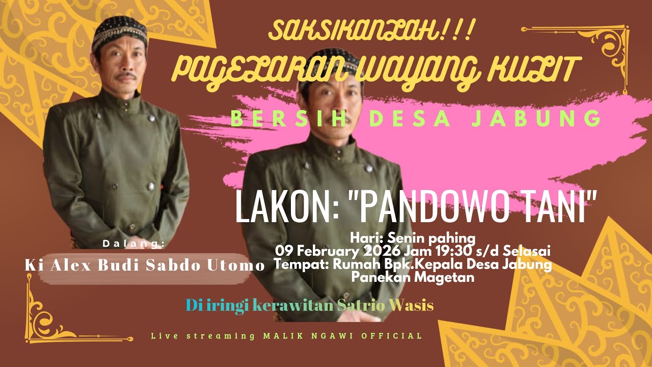 🔴🟢▶️Live pentas pagelaran Wayang Kulit Dlg Ki Alex Budi Sabdo Utomo di Ds.Jabung Panekan Magetan