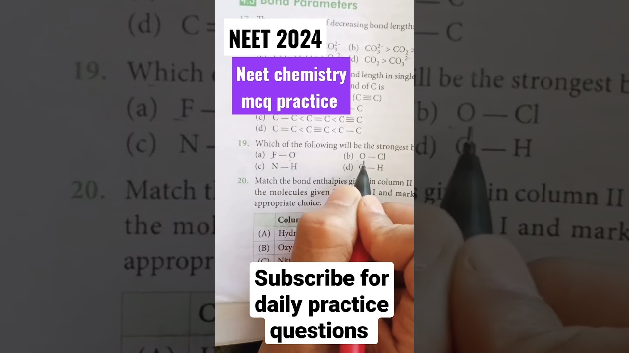 chemistry MCQ practice (chemical bonding)🙂 #neet #motivation #mcq  #chemistrymcqs #pw