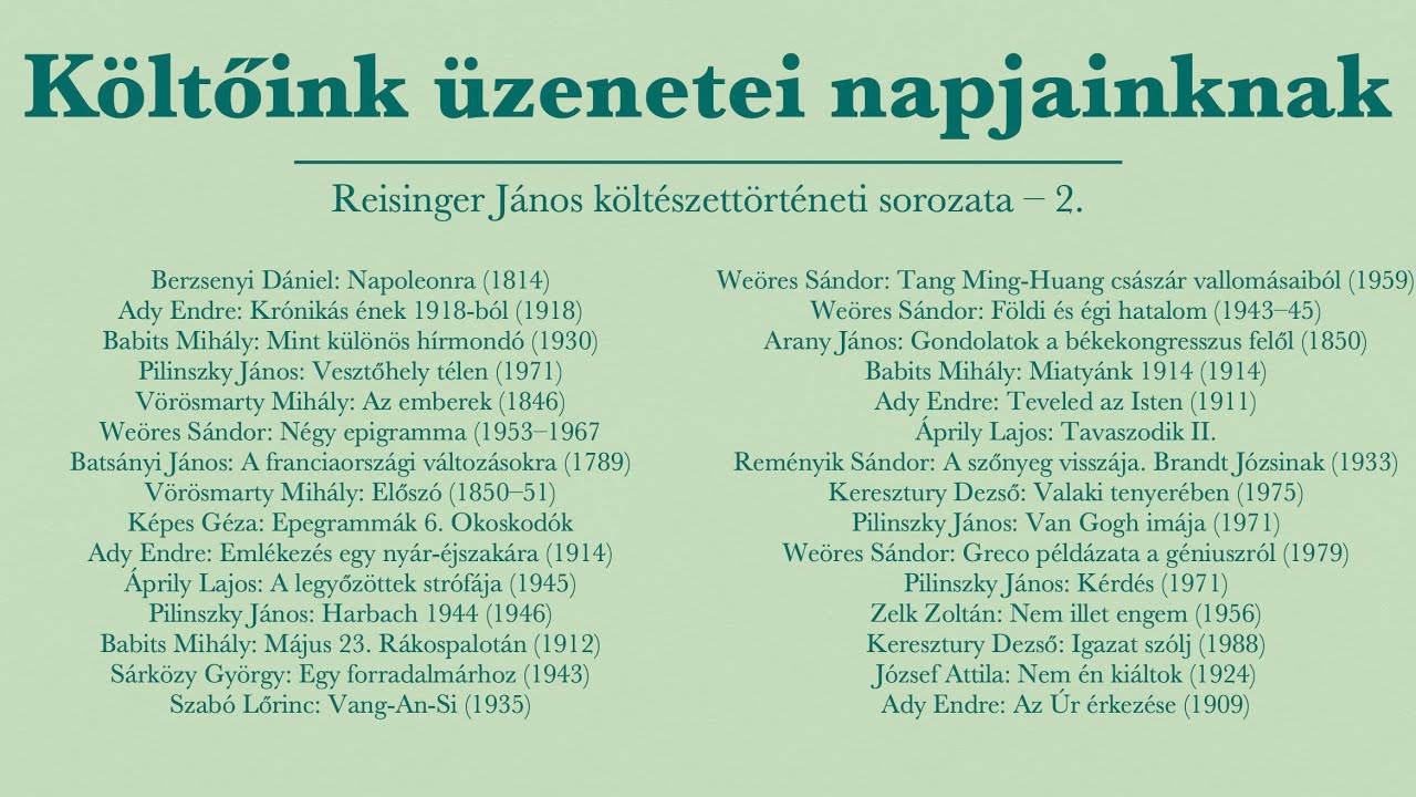 2022. októberi versek – 30 magyar vers Reisinger János előadásában