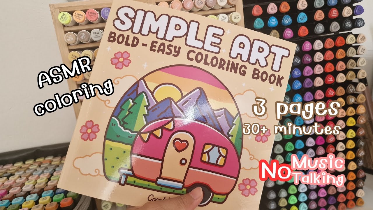 Relaxing 30 Minutes ASMR Coloring 🎨 | Simple Art | No Talking | No Music