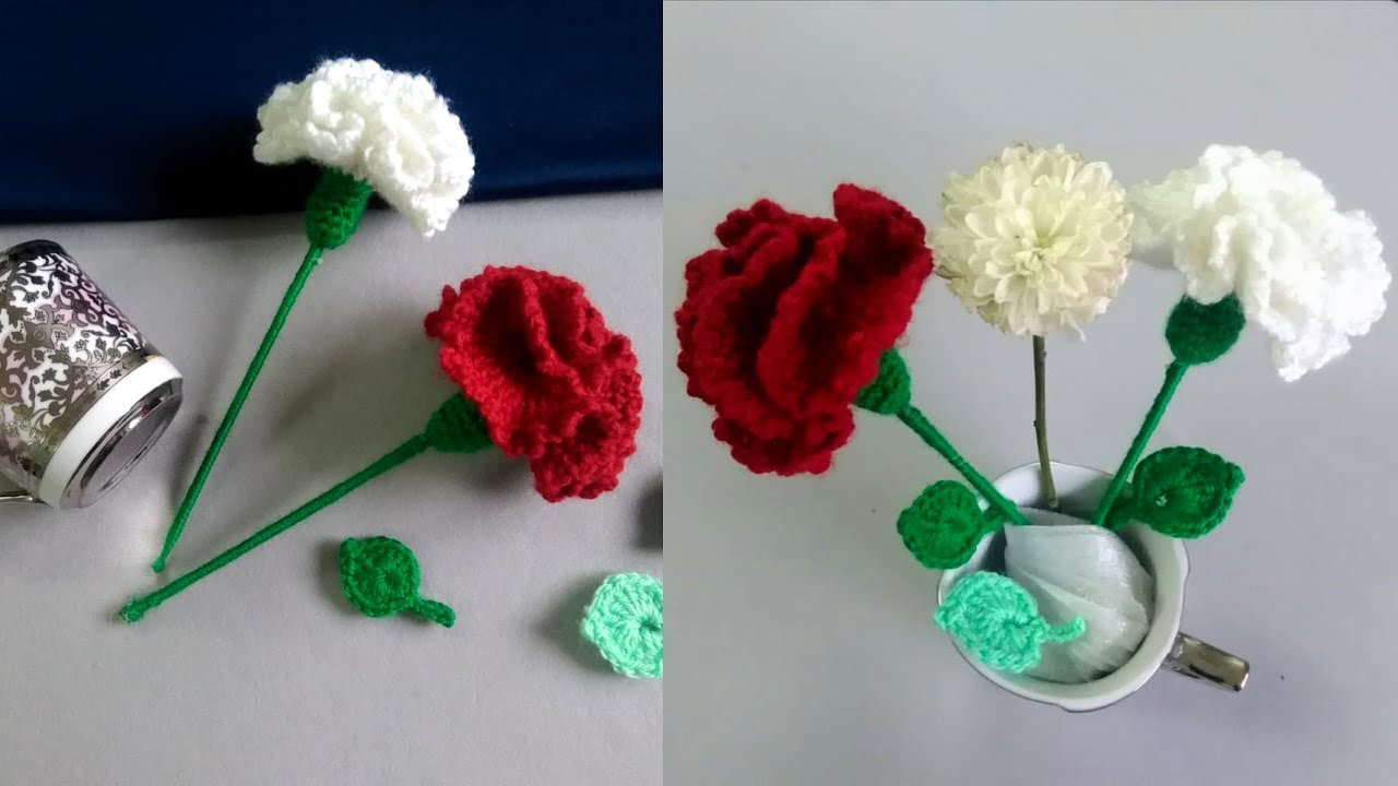 كروشيه وردة روعة وسهلة جدااا, زهرة القرنفل (Chrohet Flower)