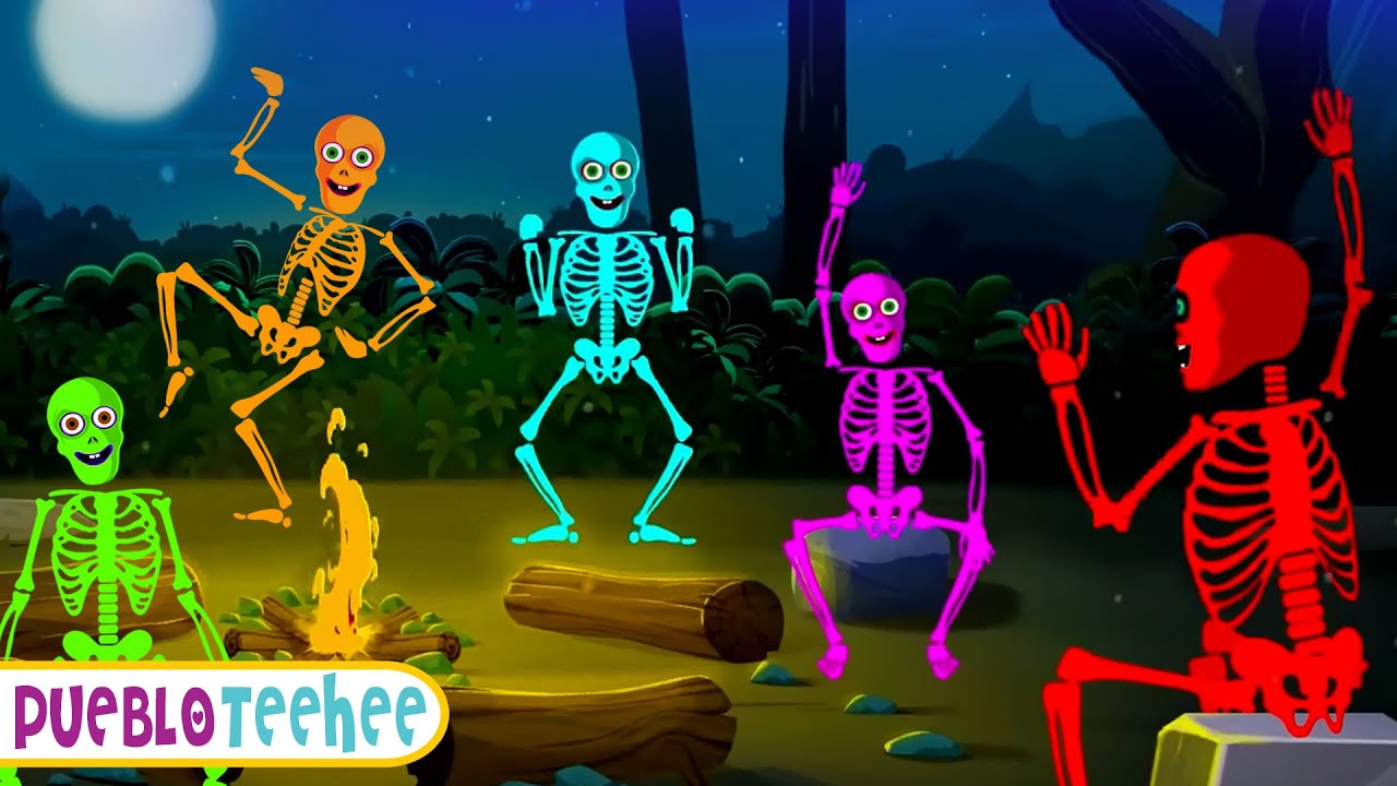 💀Cinco esqueletos salieron una noche 1.0 | Canci&oacute;n del esqueleto espeluznante | Pueblo Teehee