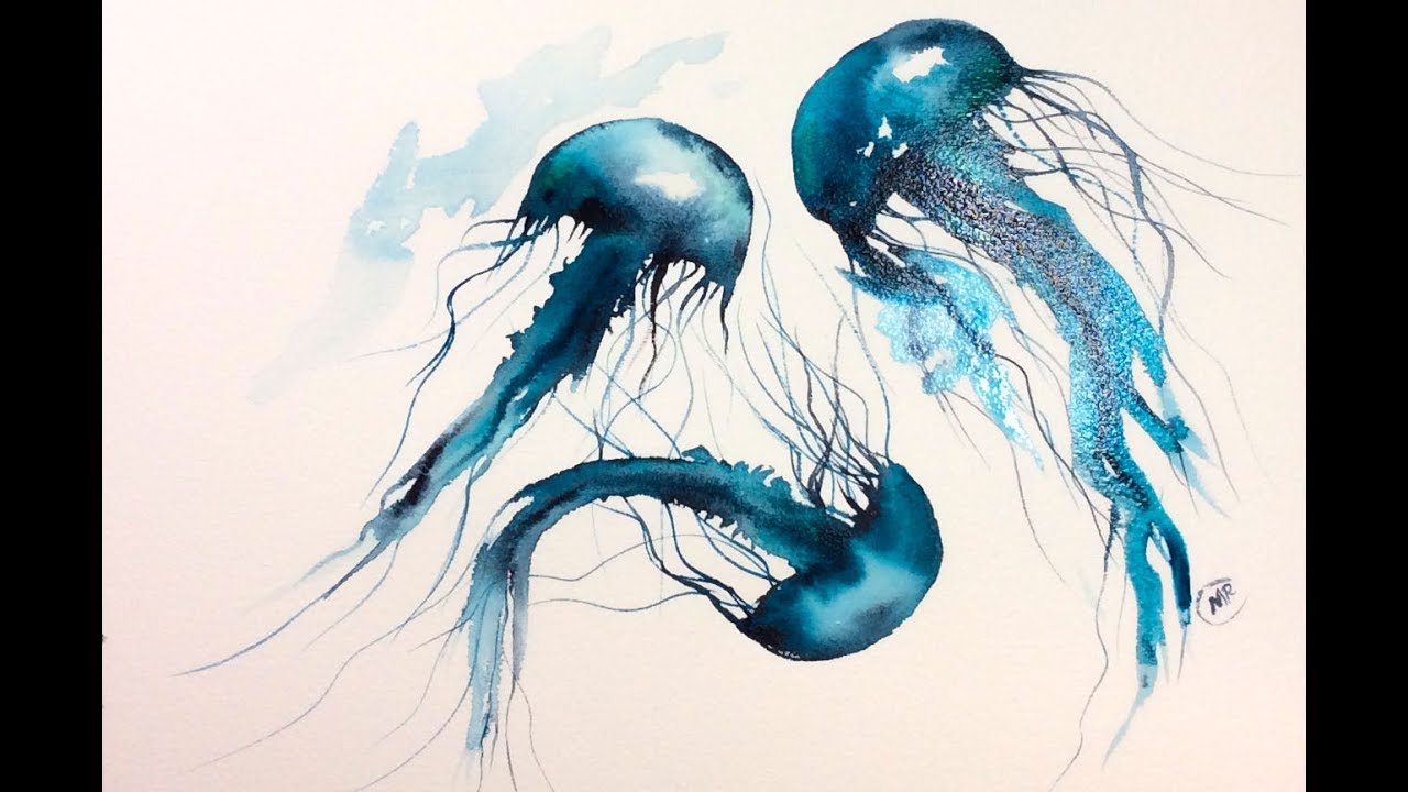 Dancing Jellyfish Watercolors Painting Demonstration
