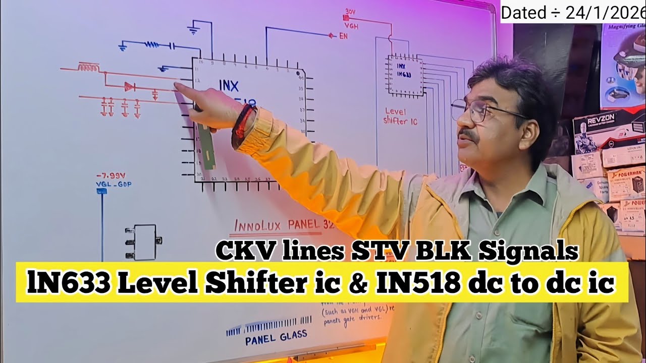 Level Shifter ic IN633 & DC-DC ic IN518 innolux panel ckv lines cutting Repairing Tips samsung32