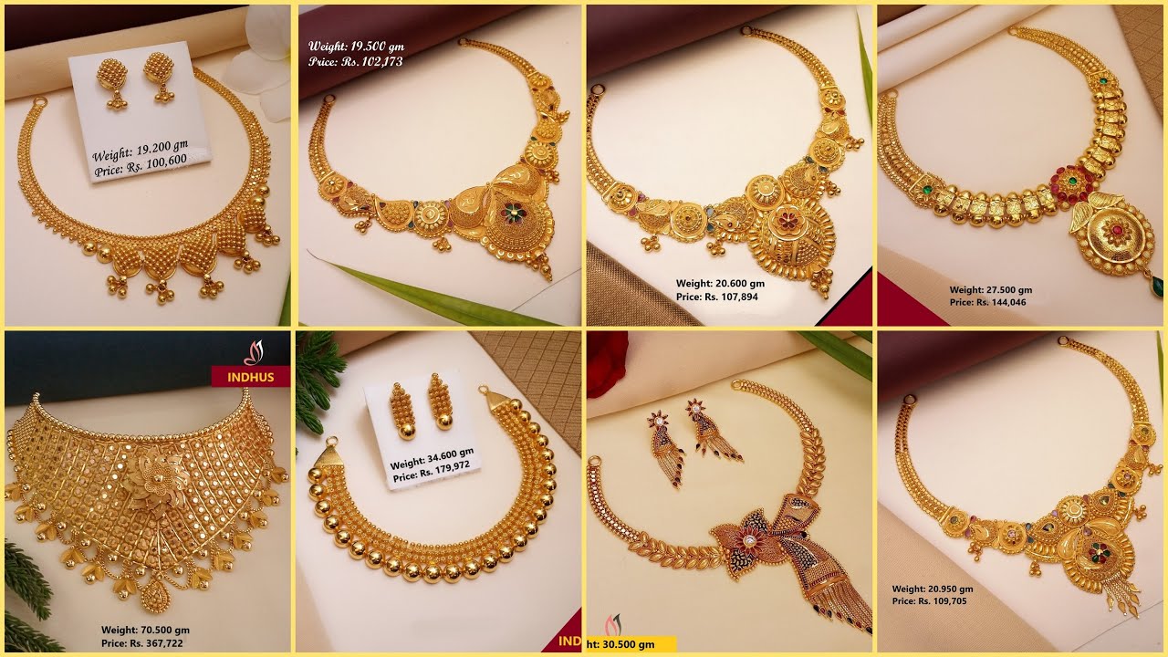 Latest Gold Necklace Designs with weight & Price || Latest Bridal Gold Haram and Necklace Designs
