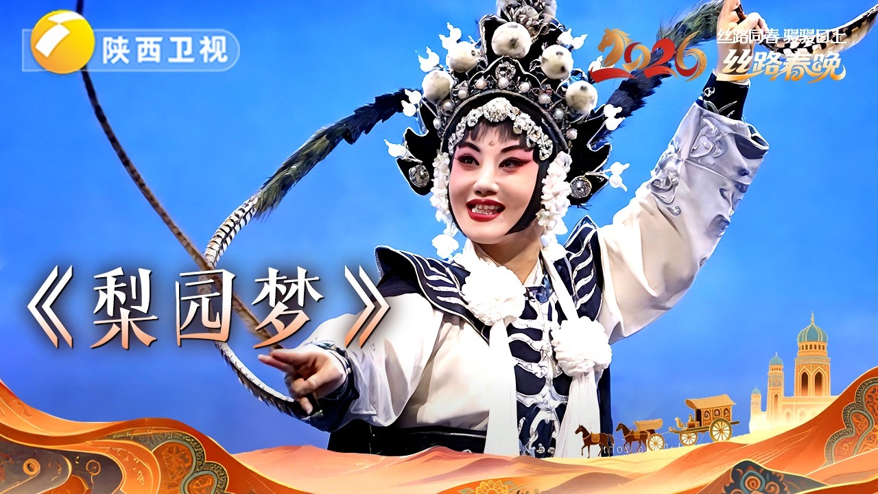 【纯享】传统戏曲秒变赛博大片 丝路春晚这波审美太超前 #丝路同春骎骎日上当秦腔大花脸遇上京剧小花脸 #2026丝路春晚