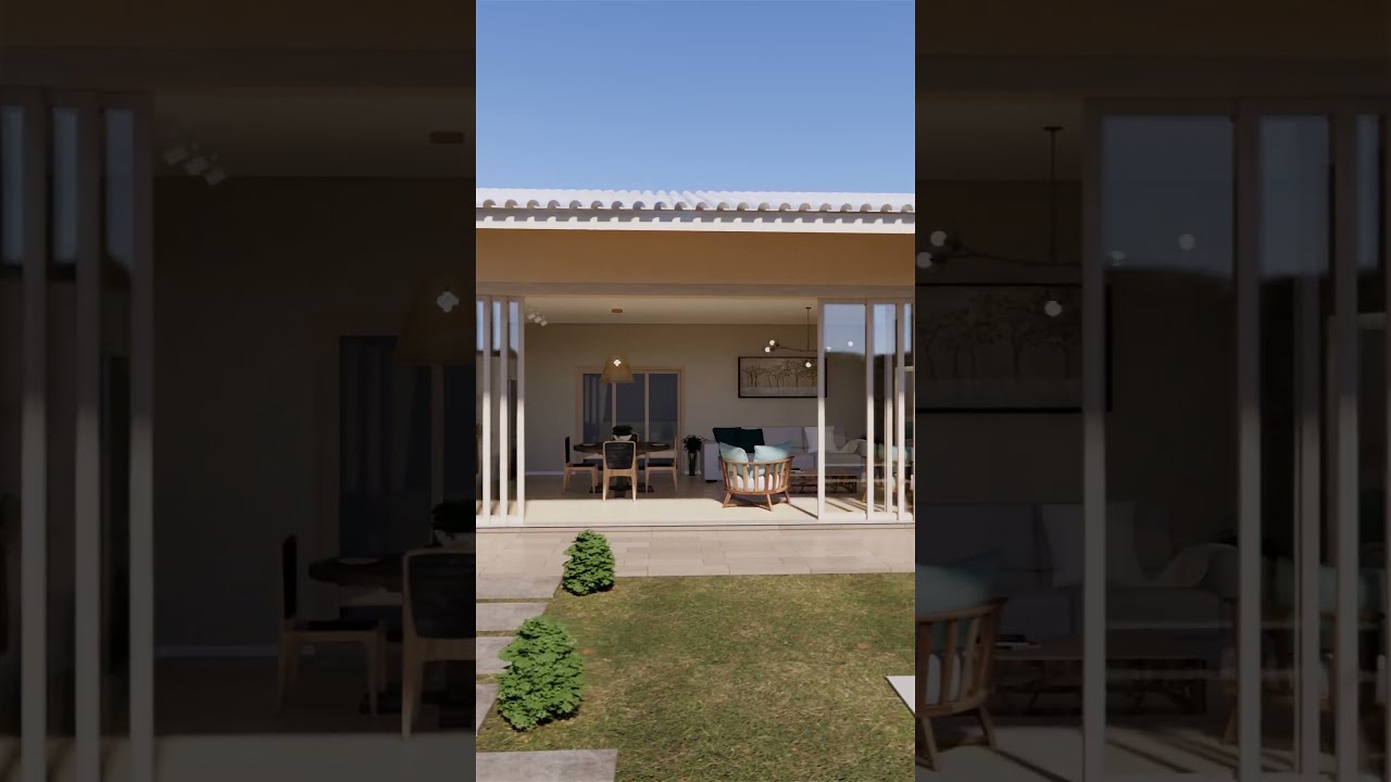 Projeto 3D - Casa Estilo Edic&uacute;la nos Fundo do Terreno Com 2 Quartos | Piscina |Churrasqueira #Shorts