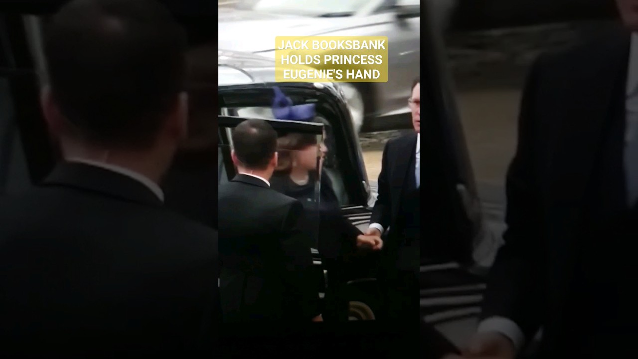 SWEET MOMENT JACK BROOKSBANK HELD PRINCESS EUGENIE'S HAND GETTING OUT OF THE CAR