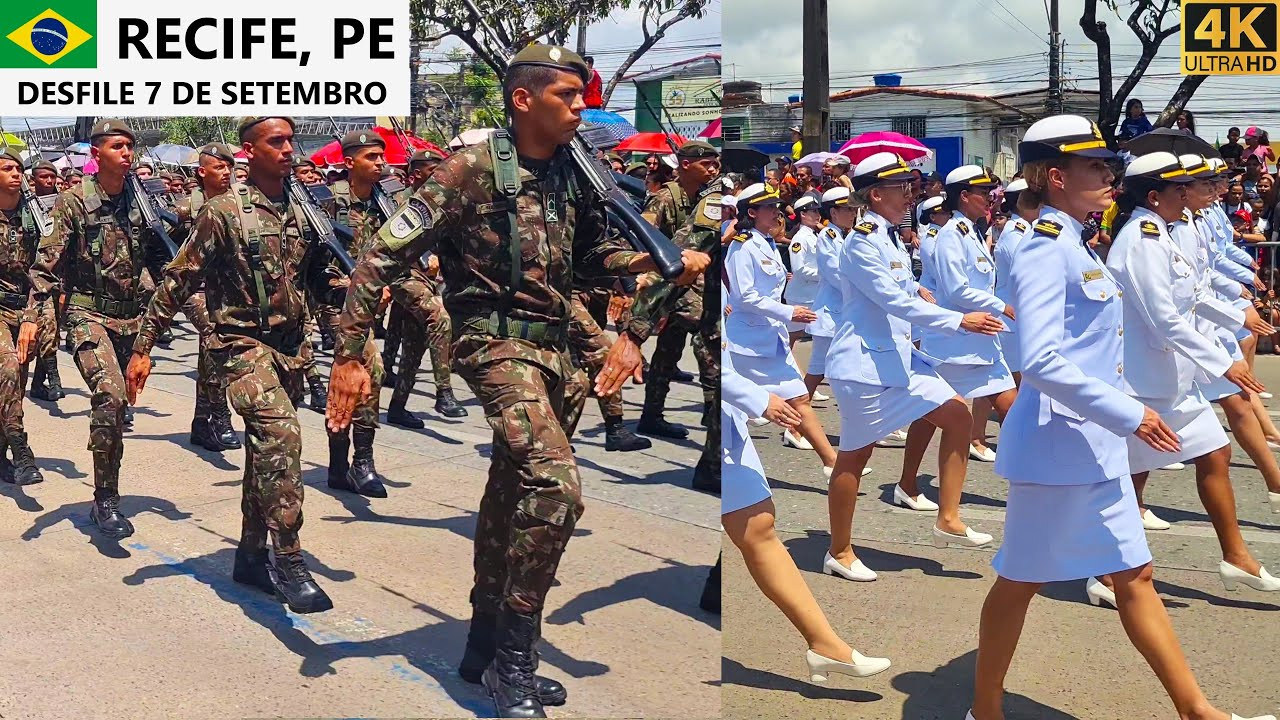 Военный парад в честь Дня независимости Бразилии - Ресифи, Пенсильвания, Бразилия [4K] 07.09.2024