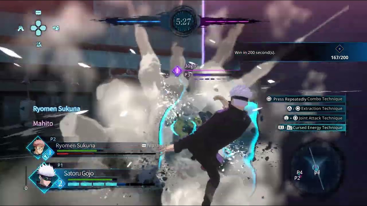 Gojo and sukuna vs jogo and Mahito jujutsu kaisen cursed clash gamplay