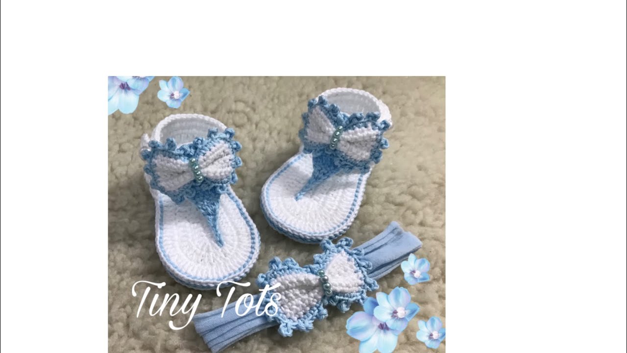Sandália/rasteirinha de crochê para bebês 0/3 meses (com explicações para tamanhos maiores)