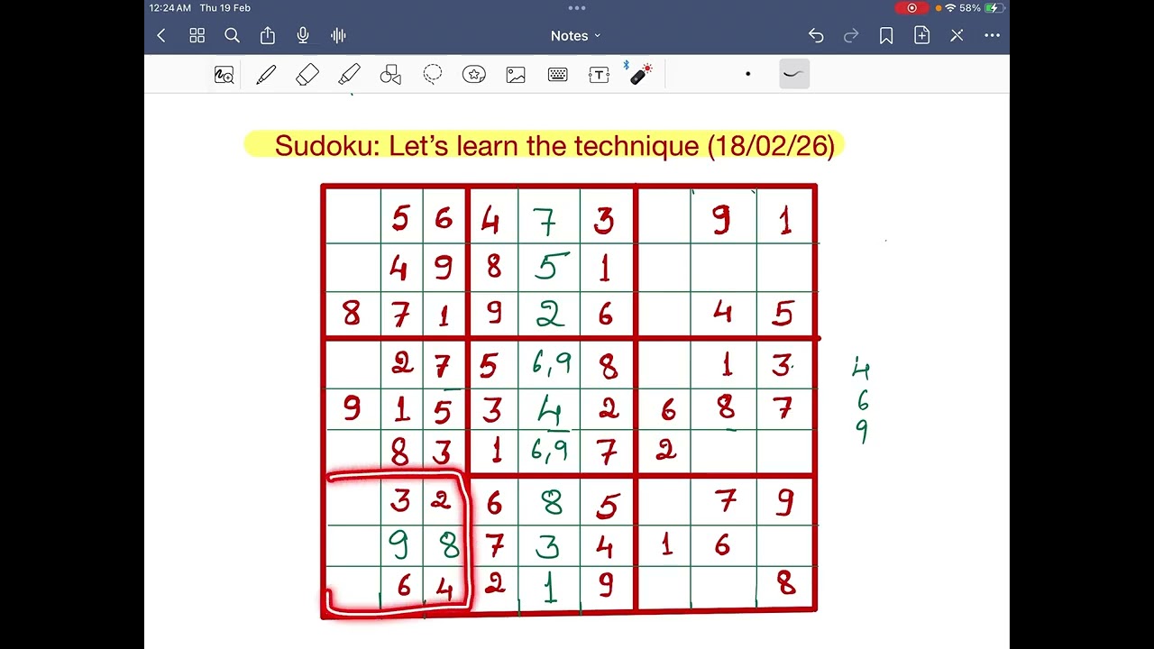 Let’s learn the technique :  Sudoku  (19/02/26)