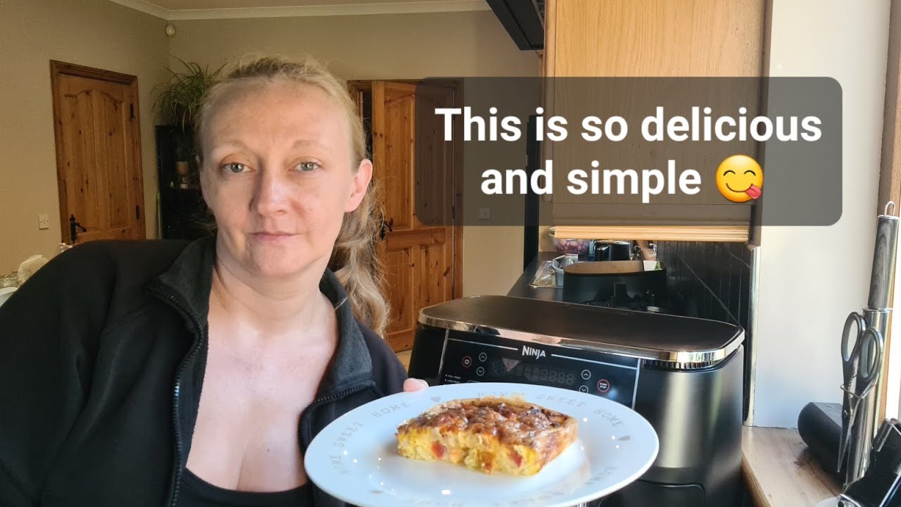 Ninja Air Fryer Cheese Onion And Tomato Egg Bake | Air Fryer Eggs