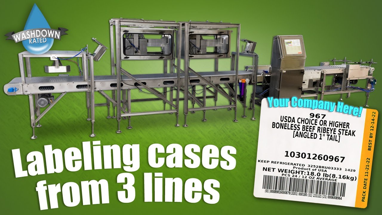 Washdown-Rated Weighing & Labeling System for Various Weighted Cases from Different Lines
