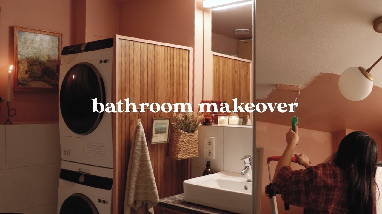 Small bathroom makeover under $500 | Ikea vanity hack + diy washer divider