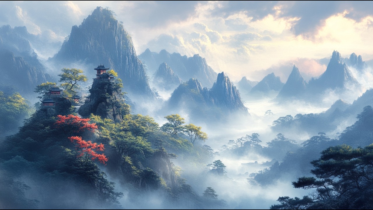 Chinese Ambient Meditation Music - Guqin in Misty Mountains - Deep Relaxation, Sleep & Zen Calm