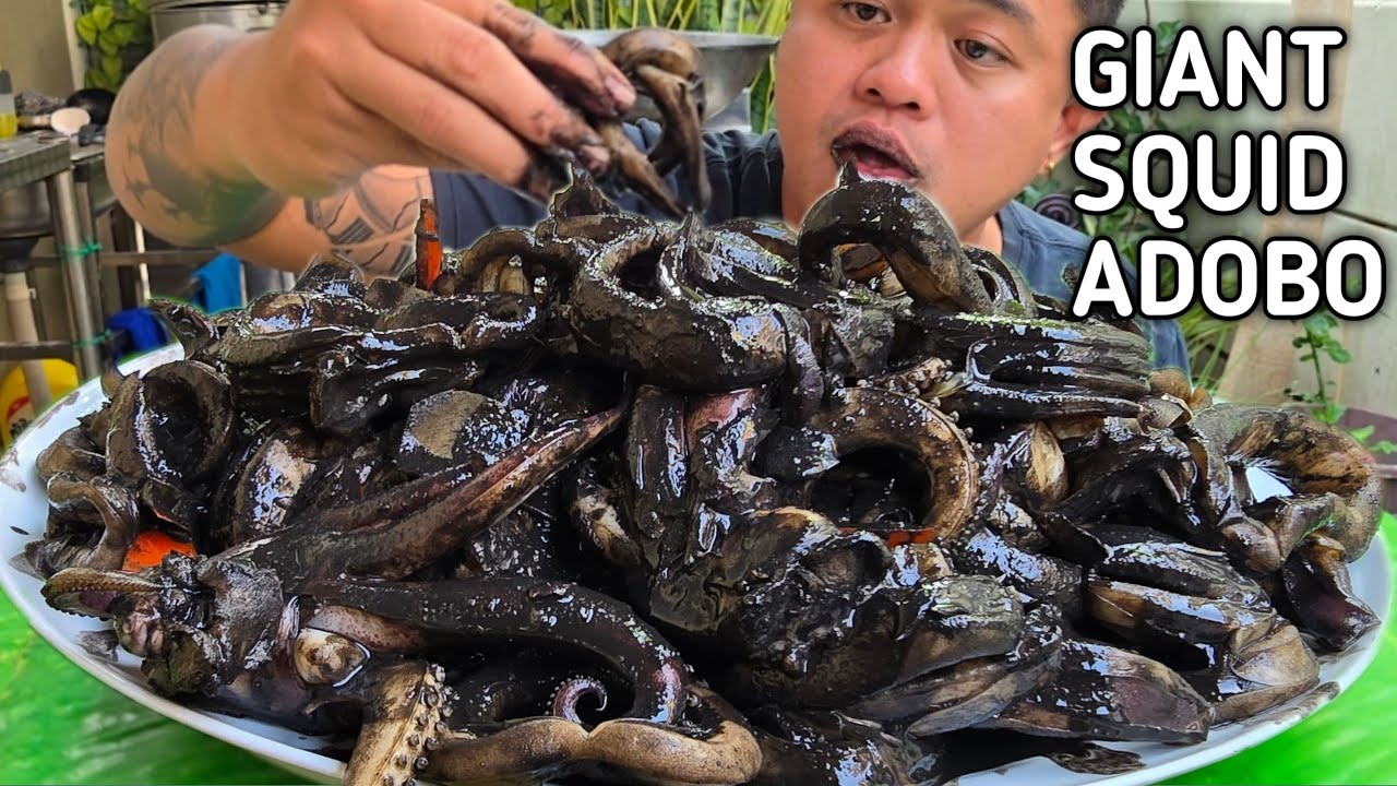 GIANT SQUID ADOBO | OUTDOOR COOKING | MUKBANG PHILIPPINES