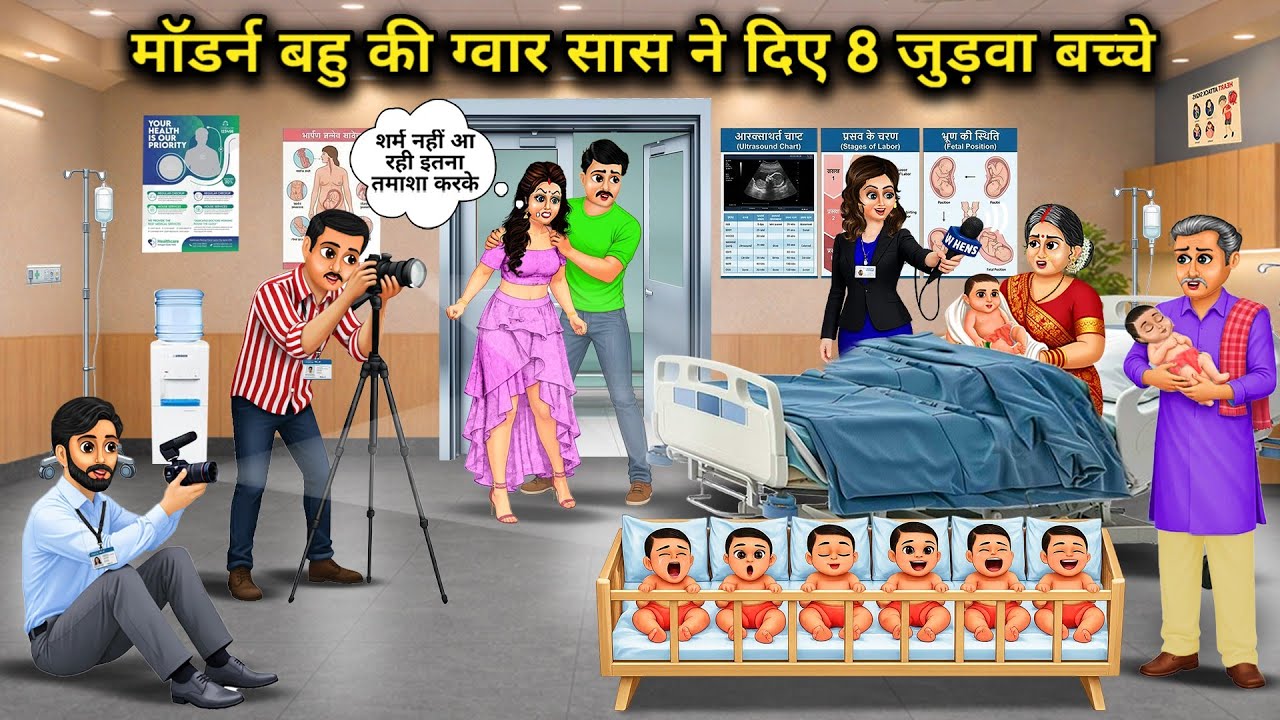 मॉडर्न बहु की ग्वार सास ने दिए 8 जुड़वा बच्चे। Cartoon videos। Mixed chacha story।