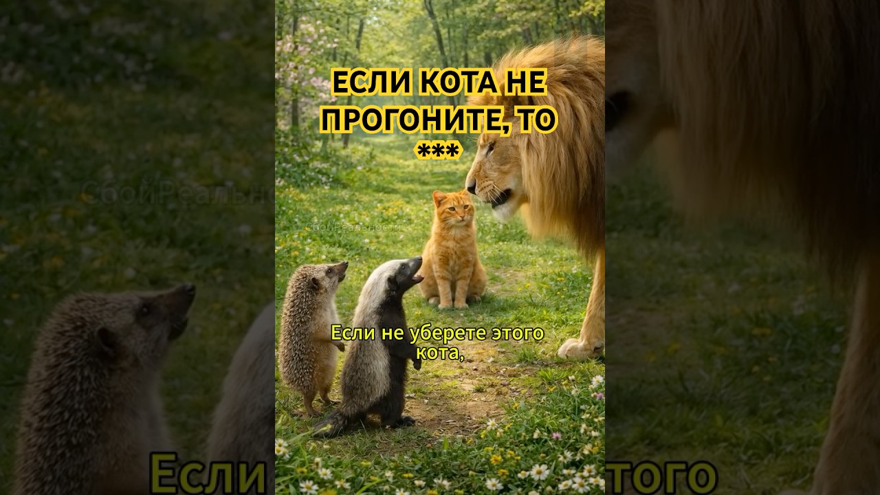 ЛЕВ ПРОТИВ КОТА - #нейросеть #юмор #мем  #смешныеживотные #hailuoai #hailuo02 #minimax #анекдоты