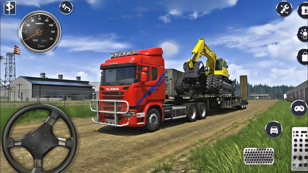 Insane Truck driving skills | Transporting Giant Excavator to Construction Site | Android Gameplay 