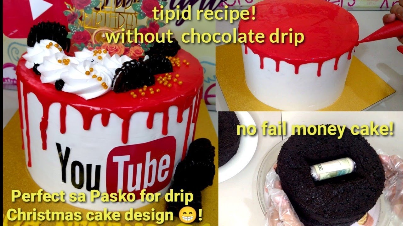 Gawin mo to sa Pasko! Drip design cake without chocolate! Tipid trick drip design recipe! Money cake