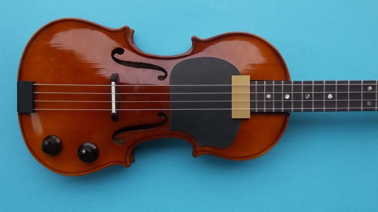 Cigar Box Guitar without Cigar Box. Violin converted to 4-string-guitar. Umbau Geige zur Gitarre.