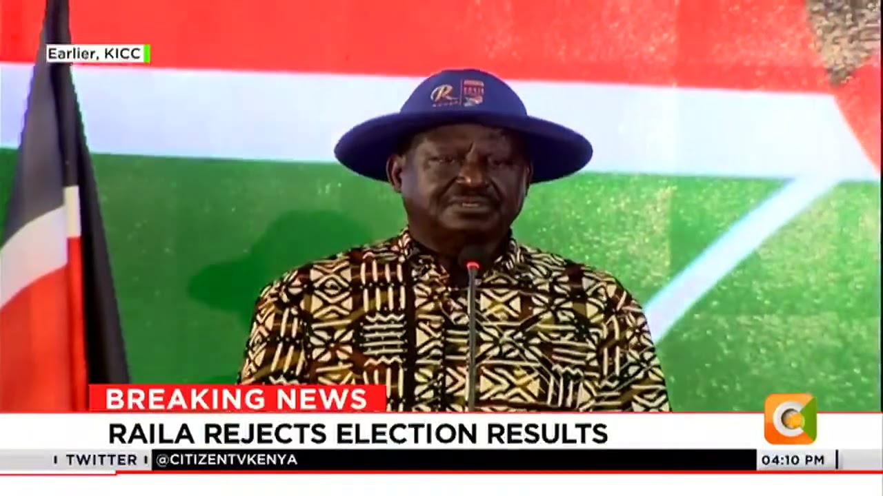 Azimio presidential candidate Raila Odinga rejects presidential results