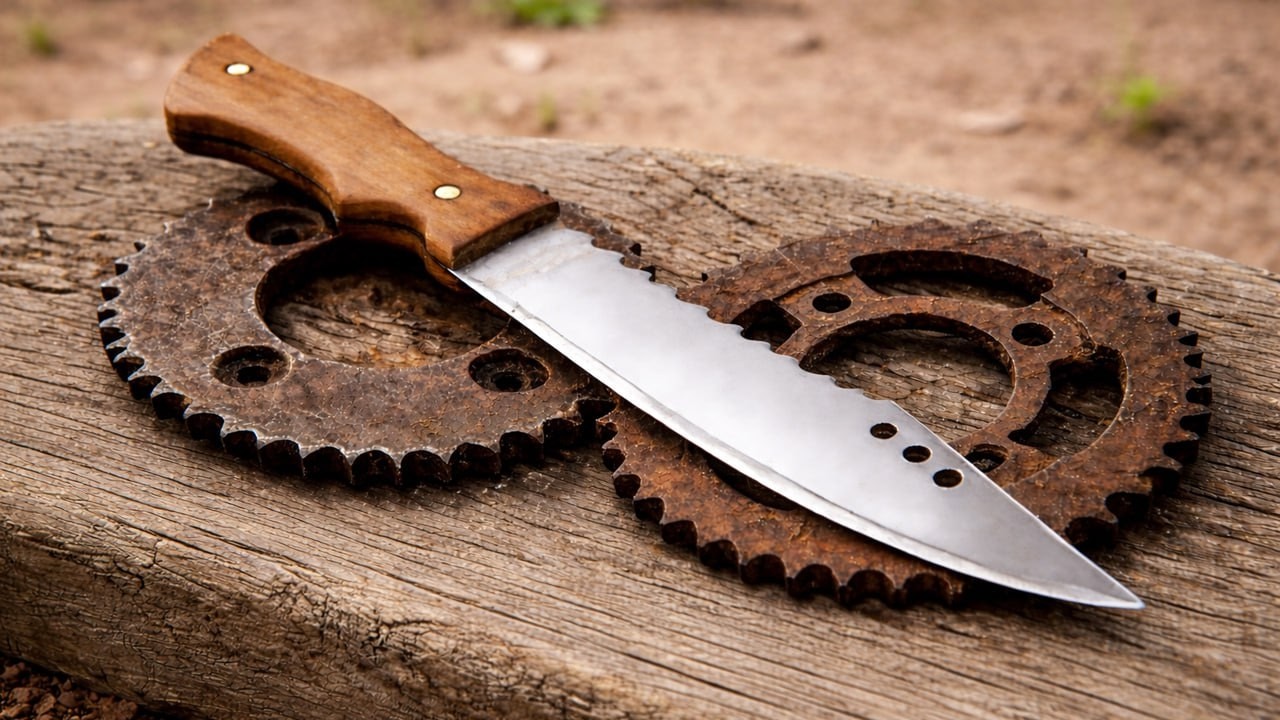 From Rusty Sprocket to a Razor Sharp Knife 🔥 Full Process