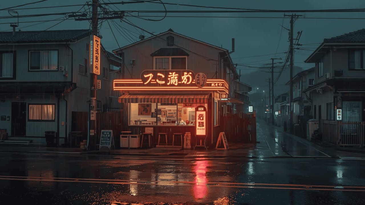 Empty Noodle Shop in Tokyo 🍜 Soft Rain & Lofi Beats to Relax/Study