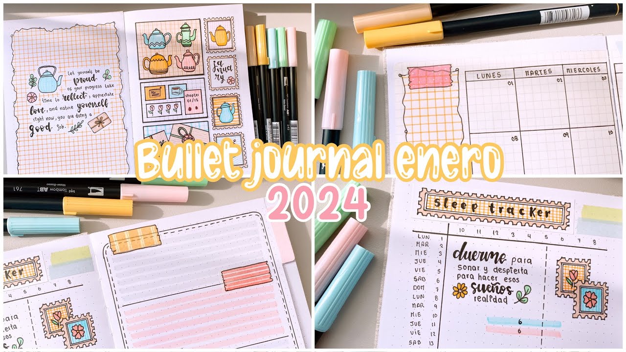 Planea conmigo Bullet journal enero 2024 🫖💐✉️ + plantillas gratis