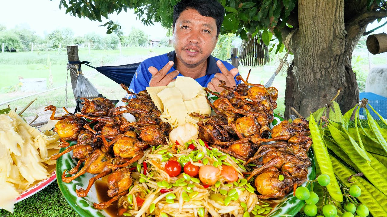 เมนูเด็ดๆ ปิ้งไก่น้อยแกล้มตำบักหุ่ง พร้อมลวกหน่อไม้แซ่บๆ