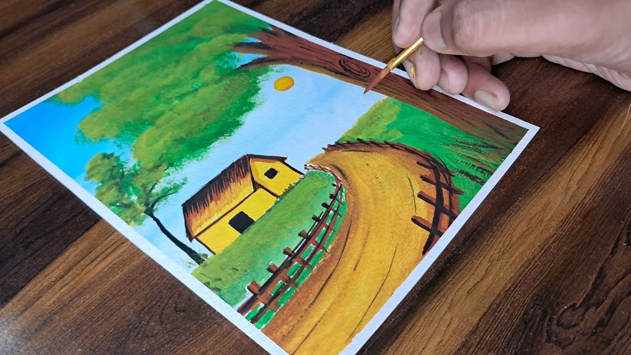 Landscape painting | house painting | Poster colours |