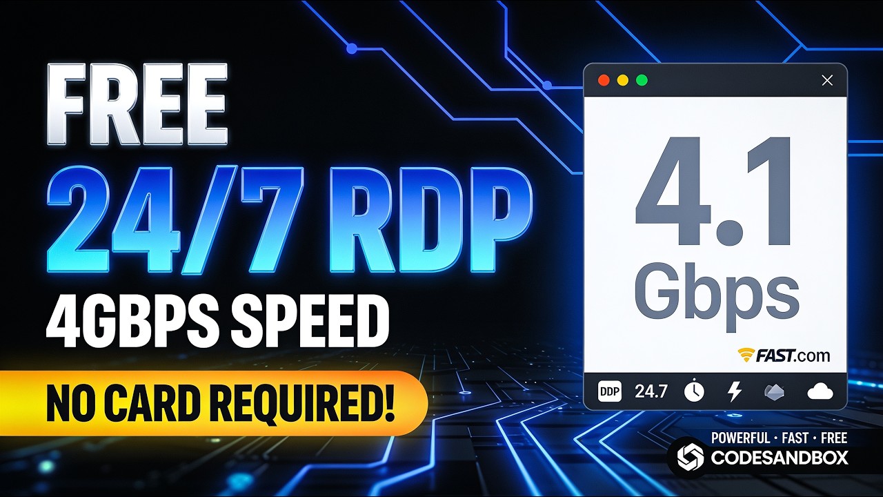 FREE 24/7 RDP with 4Gbps Speed (No Card!) | CodeSandbox Method