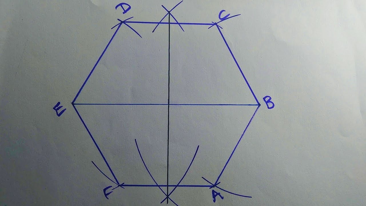 Construct a regular hexagon from the diagonal of 10 cm