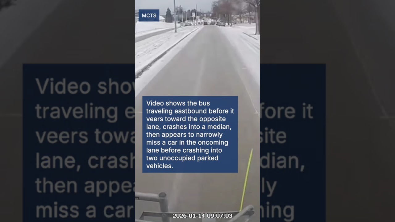 New video shows MCTS bus crash into two parked cars in Milwaukee after sliding on ice