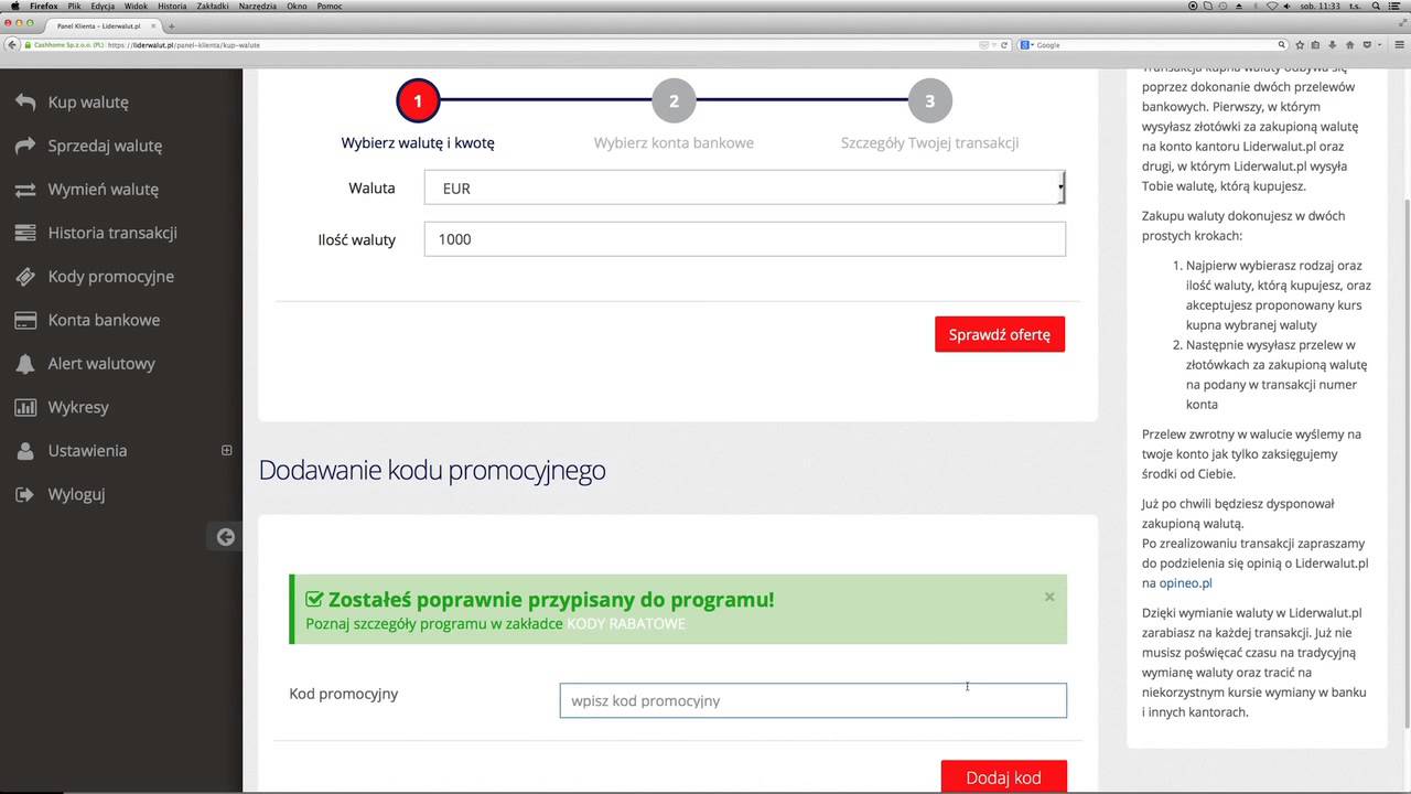 Jak wymienić walutę w kantorze internetowym Liderwalut.pl